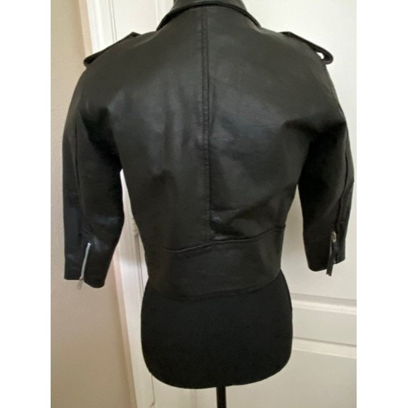 'BIKERS LEATHER STUFF ' BLACK Zippered, Studded Leather Jacket Girls/Tween (L) - Picture 6 of 12